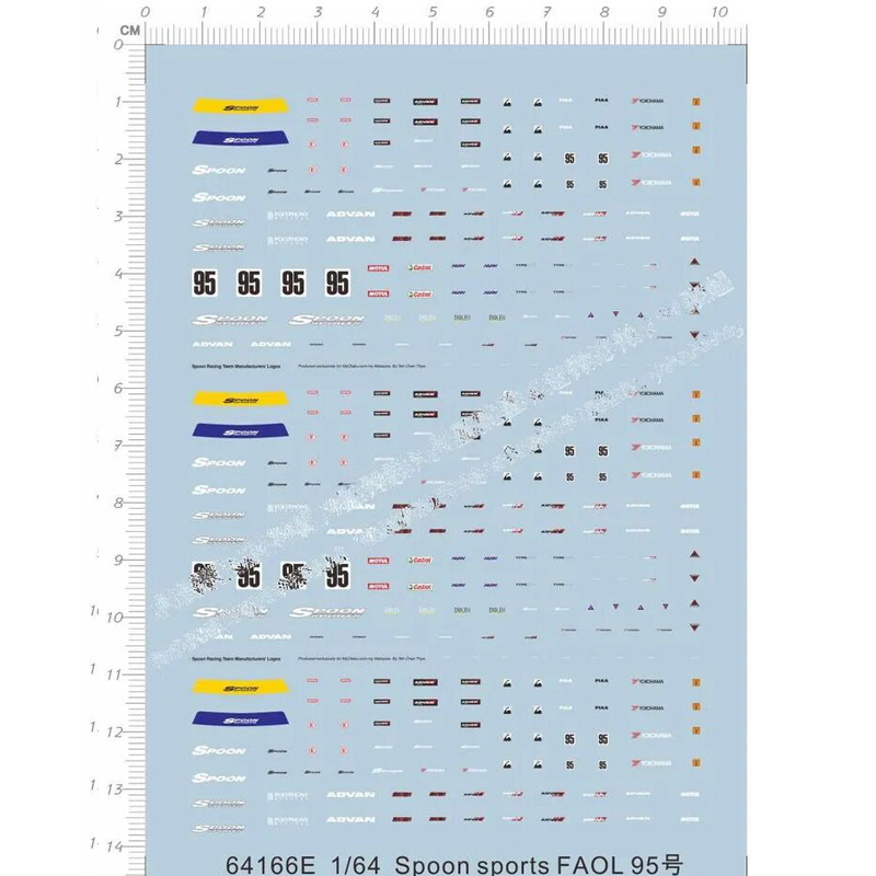 Model Kit Water Decal - ช้อน1/64กีฬา faol 95ชุดรูปแบบรูปลอกน้ำ