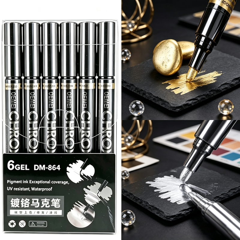 Model Kit Markers - ชุดปากกาเมจิกโครเมียม 1/3/5/12 ชิ้น, ปากกาสีสะท้อนแสงกันน้ำสำหรับงานศิลปะ DIY งานโมเดลสีทองและสีเงิน