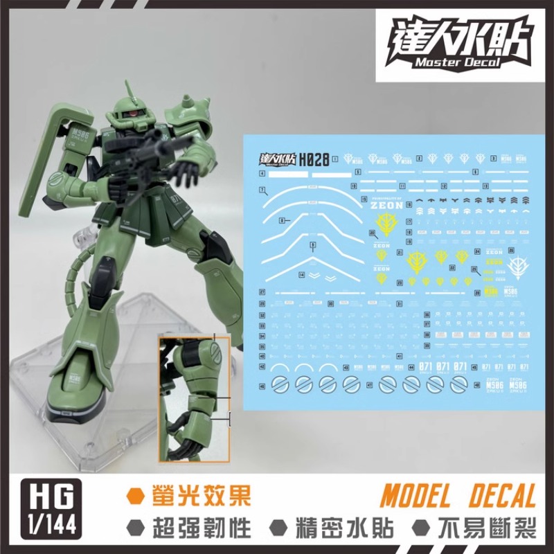 Model Kit Gundam Wing - มาสเตอร์เดคอล H028 สติ๊กเกอร์กันน้ำเรืองแสงเหมาะสำหรับ HG 1/144 MS-06